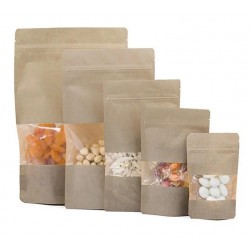 Kraft Pencereli Doypack Poşet 16 cm x 27 cm
