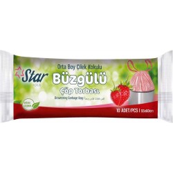 Star Orta Boy Büzgülü Çilek Kokulu Çöp Torbası 55x60 cm 